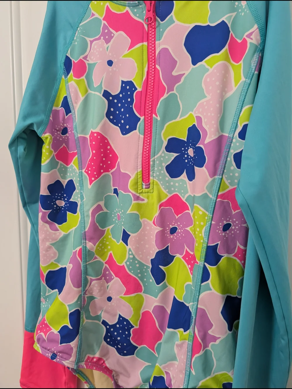 💥3/$24 Lands' End Girls' Long Sleeve Floral Rashguard Size 16